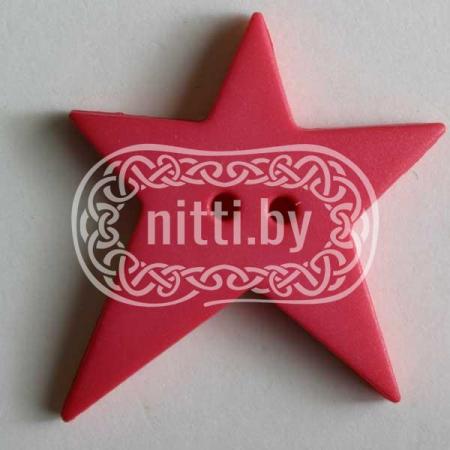Пуговица пластиковая в форме ассиметричной Звезды розового цвета с двумя отверстиями Dill 15 мм