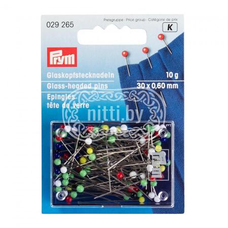 Булавки со стеклянными головками Prym 0,60Х30 мм