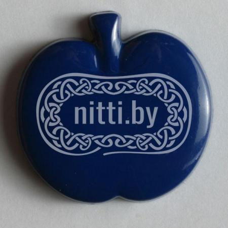 Пуговица пластиковая в форме Яблока синего цвета на ножке Dill 14 мм 