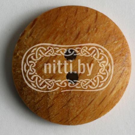 Пуговица деревянная коричневого цвета с двумя отверстиями Dill 23 мм