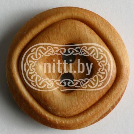 Пуговица деревянная в виде ромба коричневого цвета с двумя отверстиями Dill 23 мм