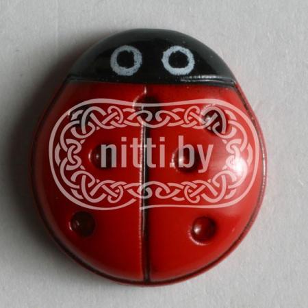 Пуговица пластиковая Божья коровка на ножке Dill 15 мм