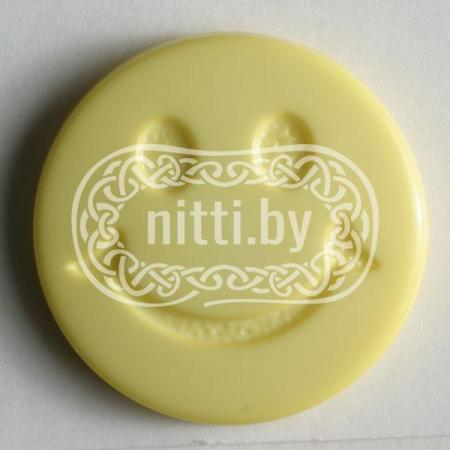 Пуговица пластиковая Смайлик желтого цвета на ножке Dill 19 мм 