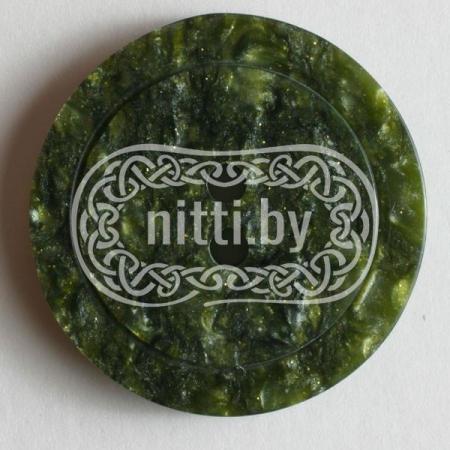 Пуговица пластиковая зеленого цвета с двумя отверстиями Dill 15 мм