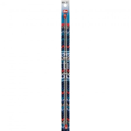 Спицы прямые алюминиевые с наконечниками Prym 2,5 мм / 35 см