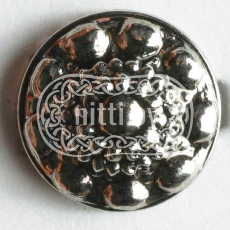 Пуговица пластиковая с объемным узором цвета античное серебро на ножке Dill 11 мм