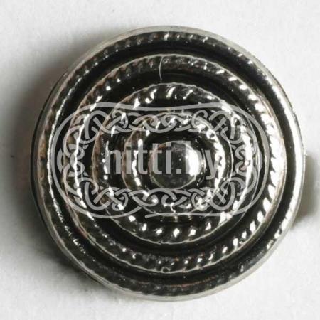 Пуговица пластиковая с объемными окружностями цвета античное серебро Dill 11 мм