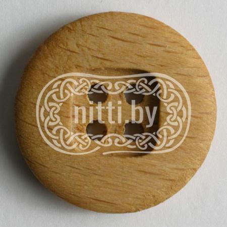 Пуговица деревянная коричневого цвета с четырьмя отверстиями Dill 28 мм