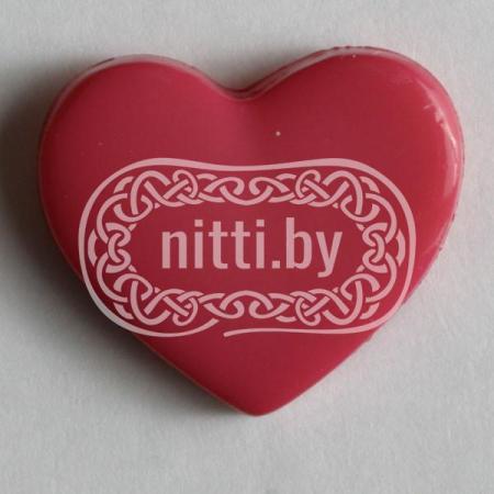 Пуговица пластиковая Сердце темно-розового цвета на ножке Dill 13 мм