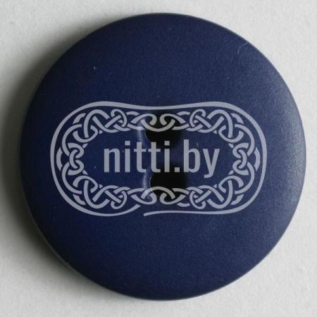 Пуговица пластиковая круглая синего цвета с двумя отверстиями Dill 18 мм