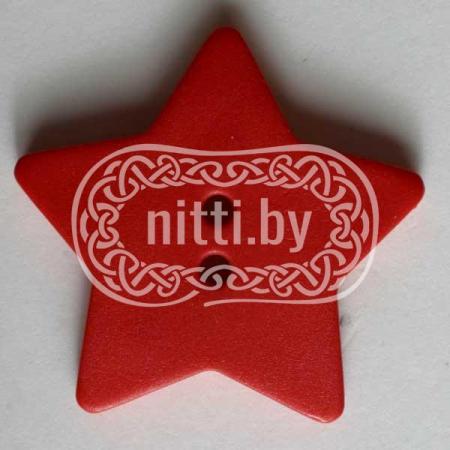 Пуговица пластиковая Звезда красного цвета с двумя проколами Dill 15 мм