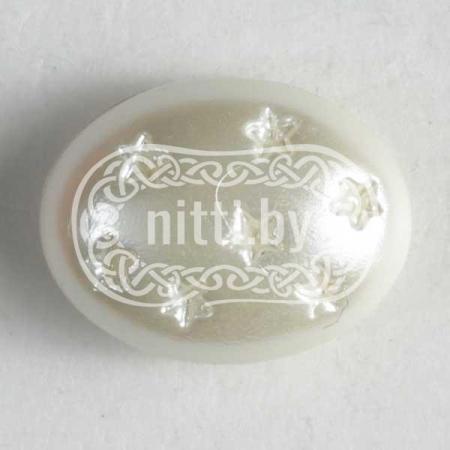 Пуговица пластиковая овальной формы белого цвета со звездами Dill 11 мм