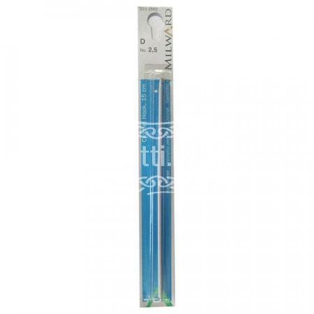 Крючок для шерстяной пряжи алюминиевый с направляющей площадью Milward 2,5 мм / 15 см