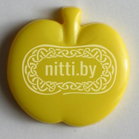 Пуговица пластиковая в форме Яблока желтого цвета на ножке Dill 14 мм 