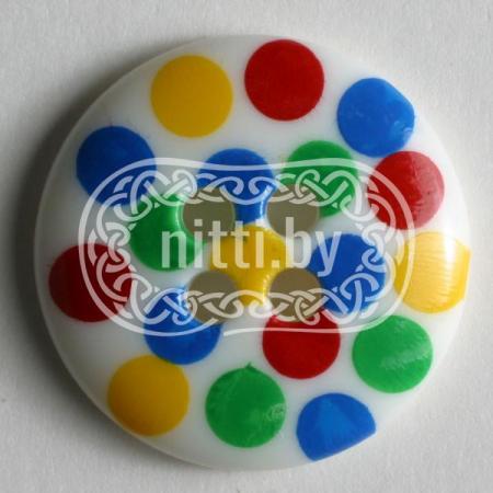 Пуговица пластиковая разноцветная с четырьмя отверстиями Dill 15 мм 