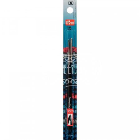 Крючок стальной с пластиковой ручкой и защитным колпачком IMRA Record Prym 1,5 мм / 12,5 см