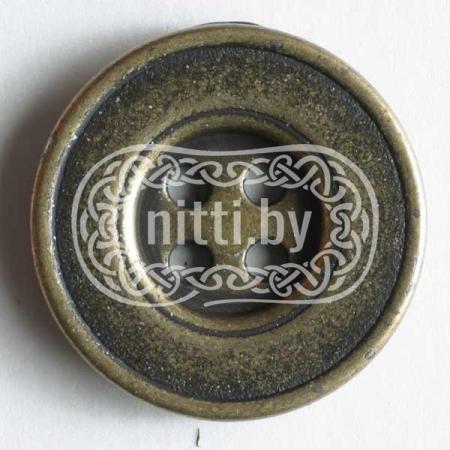 Пуговица металлическая цвета старинное олово с четырьмя отверстиями Dill 15 мм