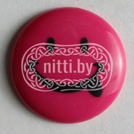 Пуговица пластиковая  Смайлик розового цвета Dill 15 мм