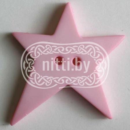 Пуговица пластиковая Звезда розового цвета с двумя отверстиями Dill 15 мм
