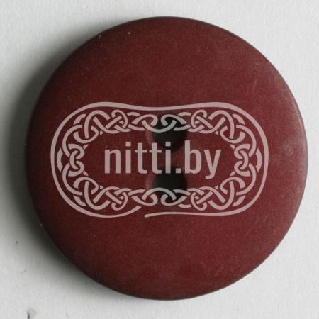 Пуговица пластиковая матового бордового цвета с двумя отверстиями Dill 18 мм